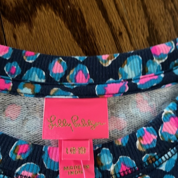 Lilly Pulitzer girls mini beachcomber dress Seabreeze blue low tide navy spotted - Picture 10 of 12